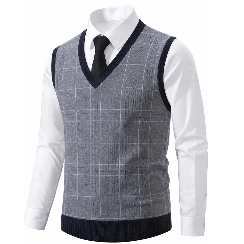 US Size Men's Knit Vest V-Neck Pullover Waistcoat Stretch Soft Comfortable Casual Dress Vests