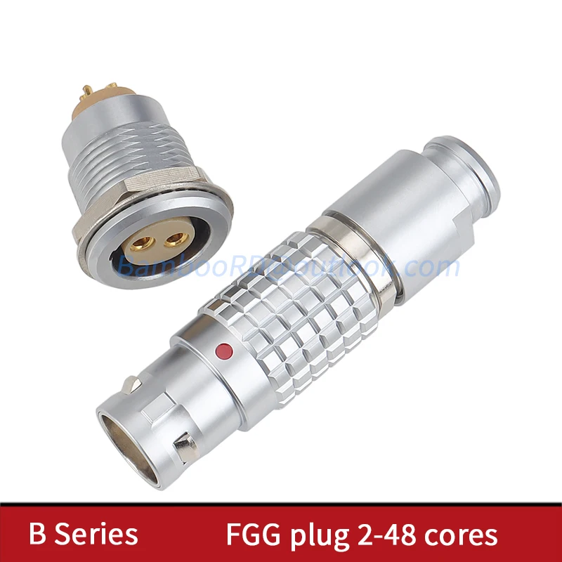 FGG.1B FGG.2B Push-pull self-locking aviation plug connector 302 303 304 2-48 Core Plug-in system aviation plug Metal round plug