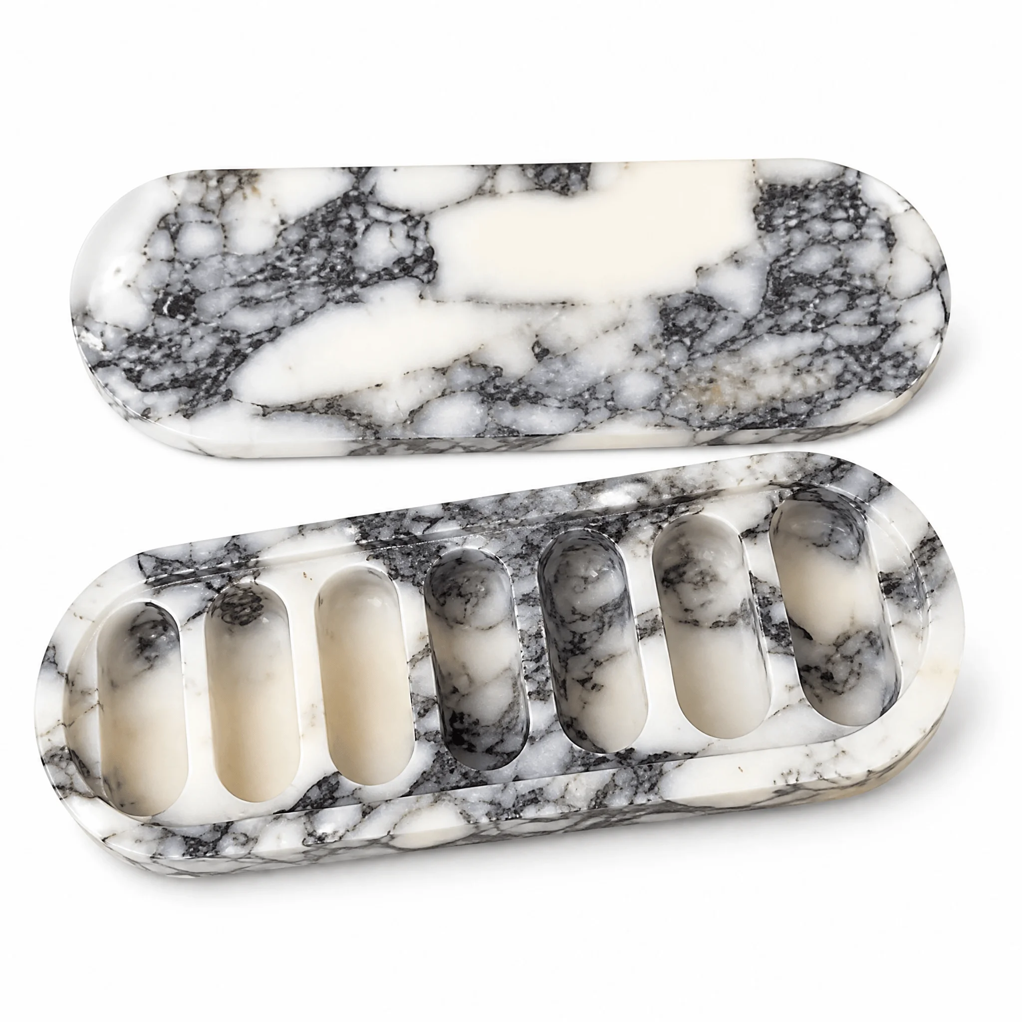 26x8x3.5cm Natural Marble Storage Vessel Natural Calacatta Violet Marble Stone Jewelry Containers Box Jars Home Decoration