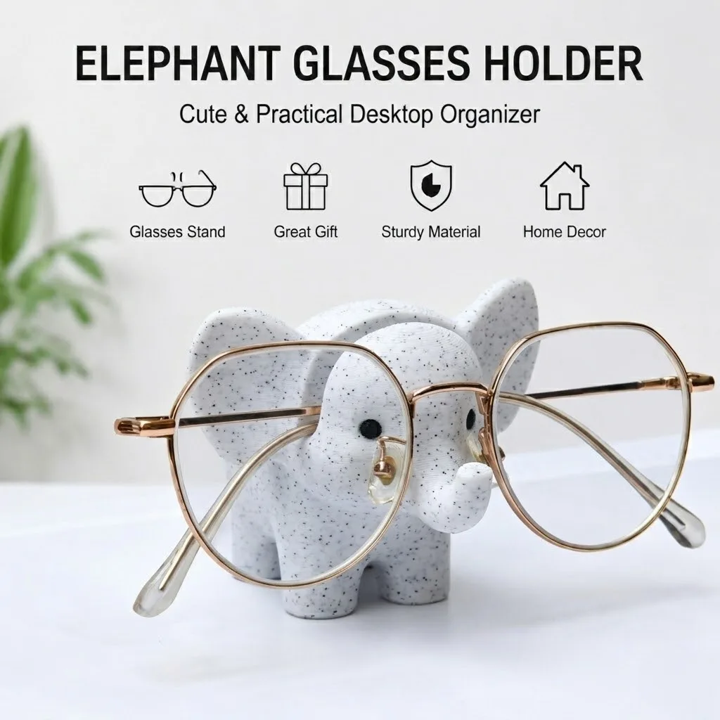 Fun Elephant Eyeglass Display Stand,3D Printed Cute Home Office Desk Decor,Back-to-School Season,Halloween,Christmasgift