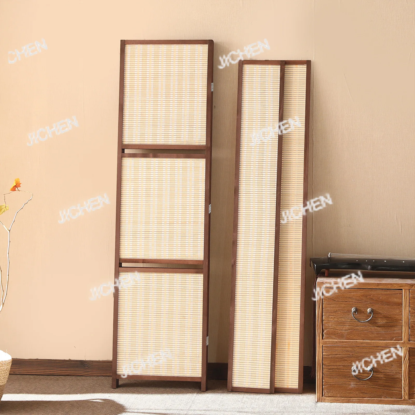 شاشة تخزين مخصصة للبيع بالجملة من خشب الصنوبر والخيزران وشاشة قابلة للطي قابلة للإزالة للمكتب المنزلي والفنادق