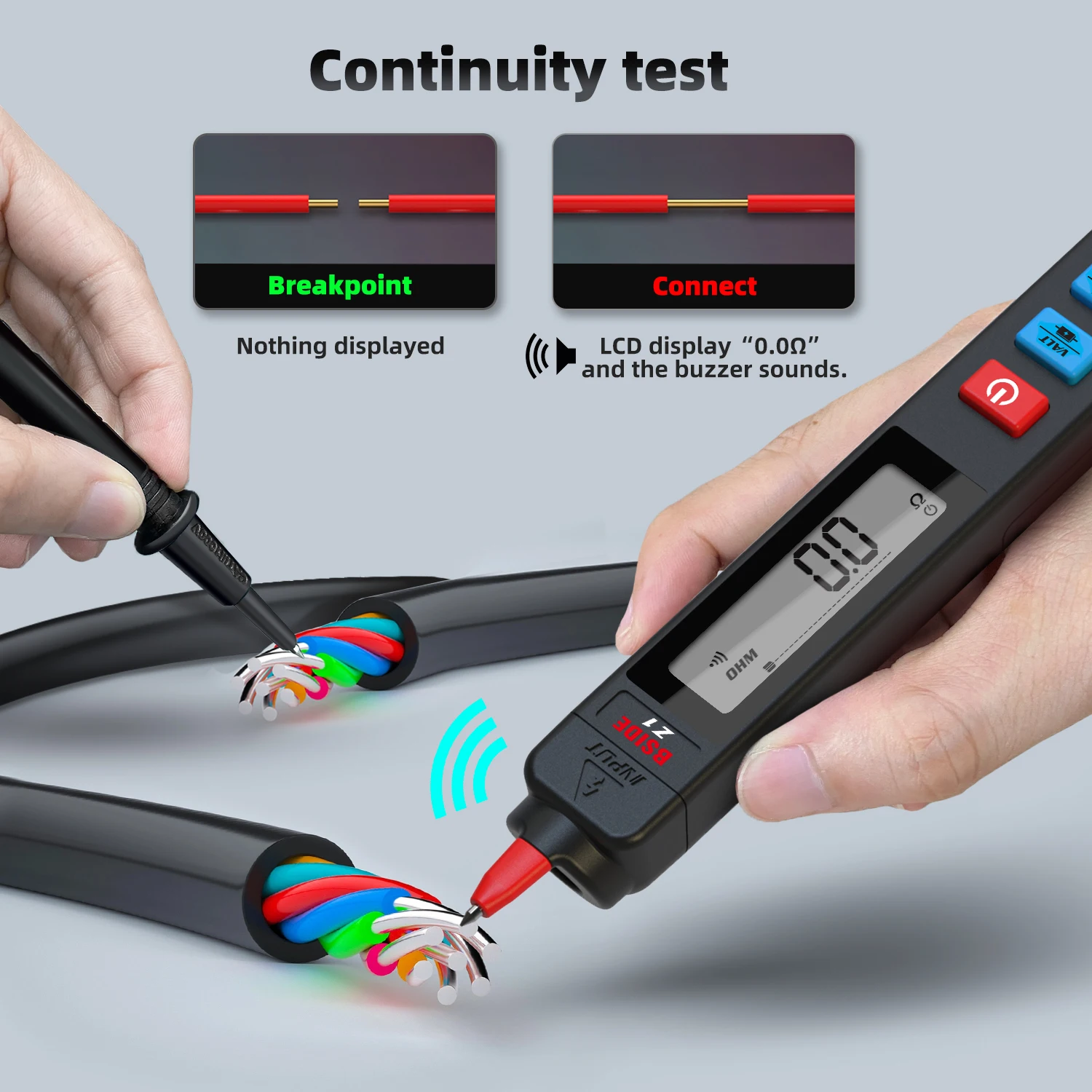 BSIDE Voltage Tester Non-Contact AC Voltage Detector Pen, Integrated Multimeter, Dual Range Electrical Sensor V-Alert Live Wire