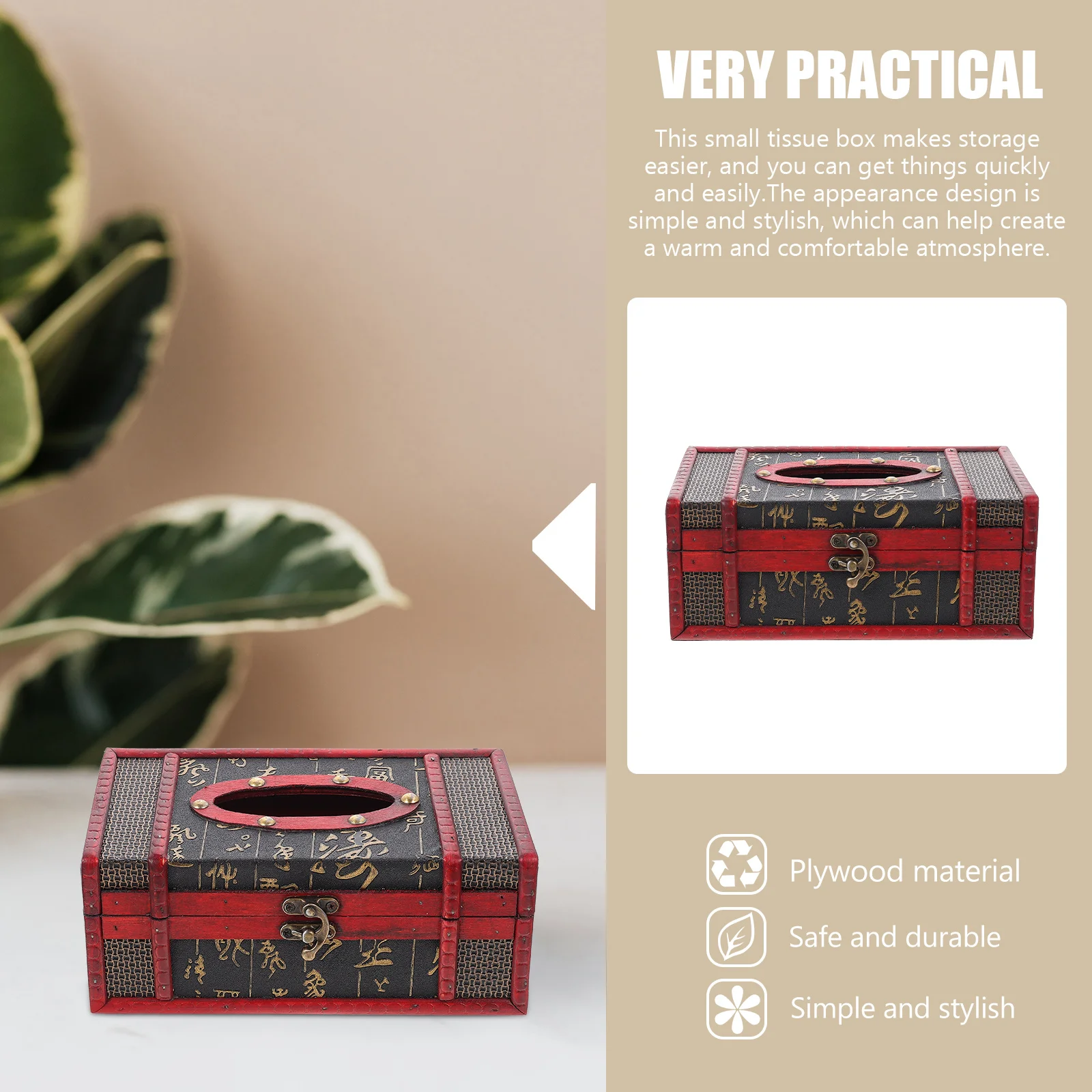 

Chinese Paper Tray Style Desktop Tissue Holder Retro Container Case Boxes Bridesmaid
