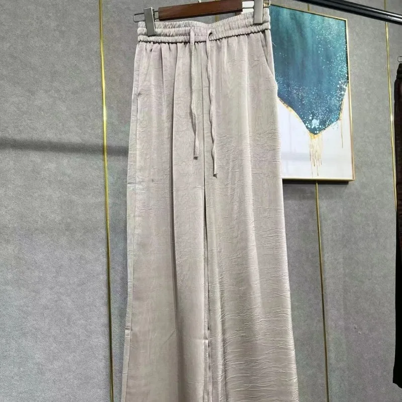 Pantaloni donna raso Jacquard dritto accogliente moda coreana solido semplice primavera autunno pantaloni classico popolare per il tempo libero femminile Chic