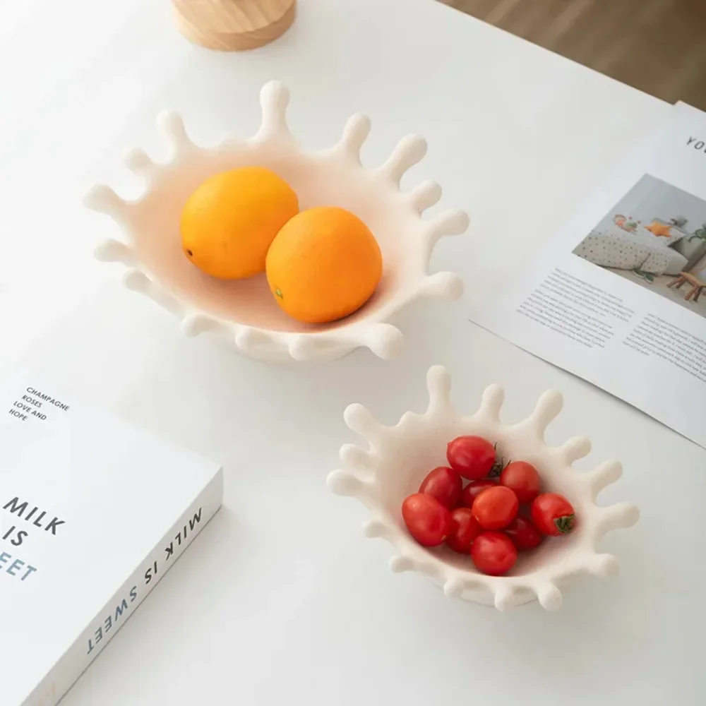 Crown-shaped Ceramic Fruit Bowl Creative Snack Bowl Storage Tray Dried Fruit Tray Fruit Basket Household Ceramic Tableware