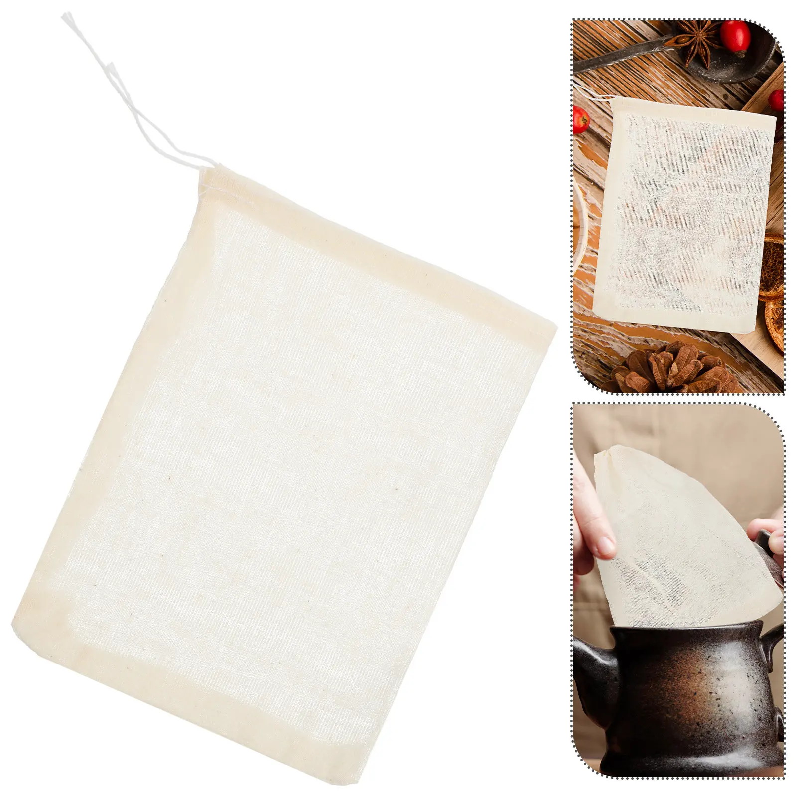 

30Pcs Gauze Drawstring Bag Traditional Boiling Tea Separation Reusable Tea Filter Bags Herbal Soup Cooking Spice Bags