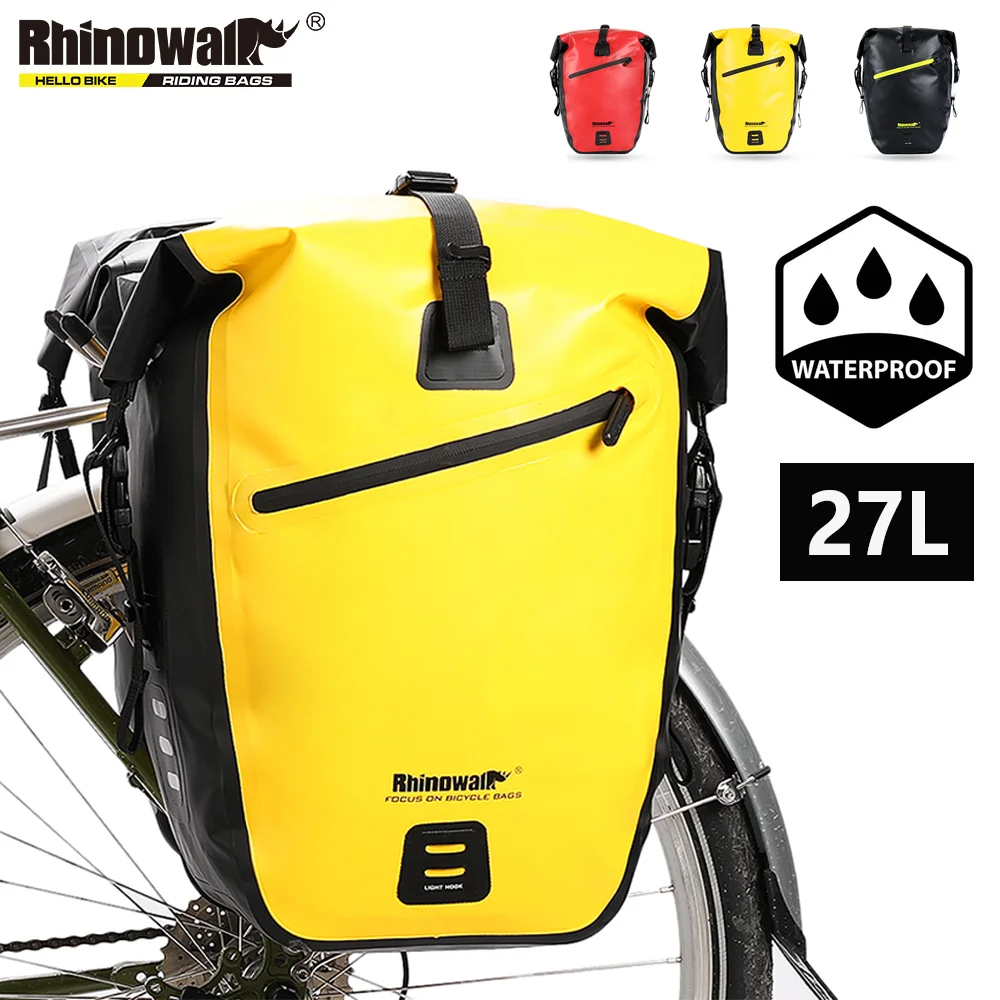 Rhinowalk Bike Rack Bag Pannier 100%Waterproof Dry 27L Cycling Backpack Outdoor Travel Pack Luggage Fits For MTB Road Bike