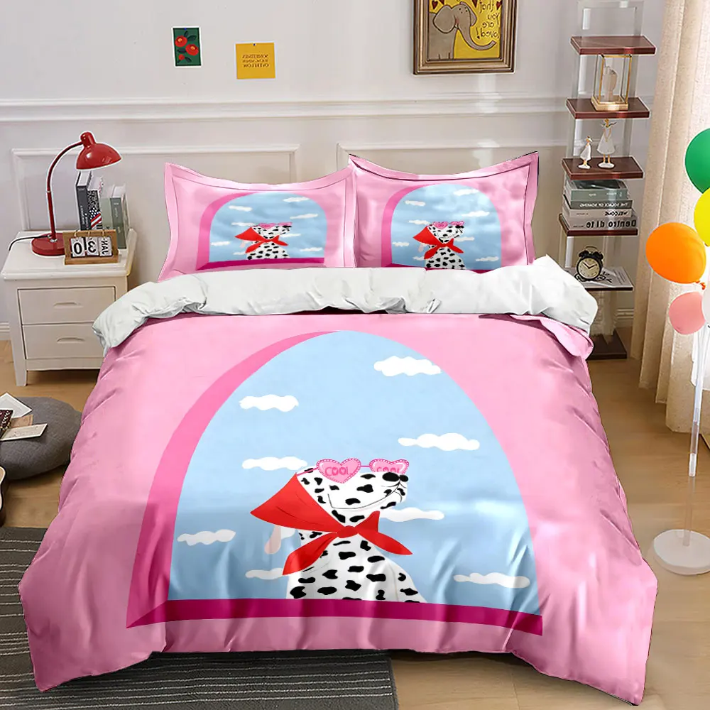 

Dalmatian wearing heart-shaped sunglasses Pattern Duvet Cover Set Digital Print Colorful Polyester Bedding with Zipper Closur