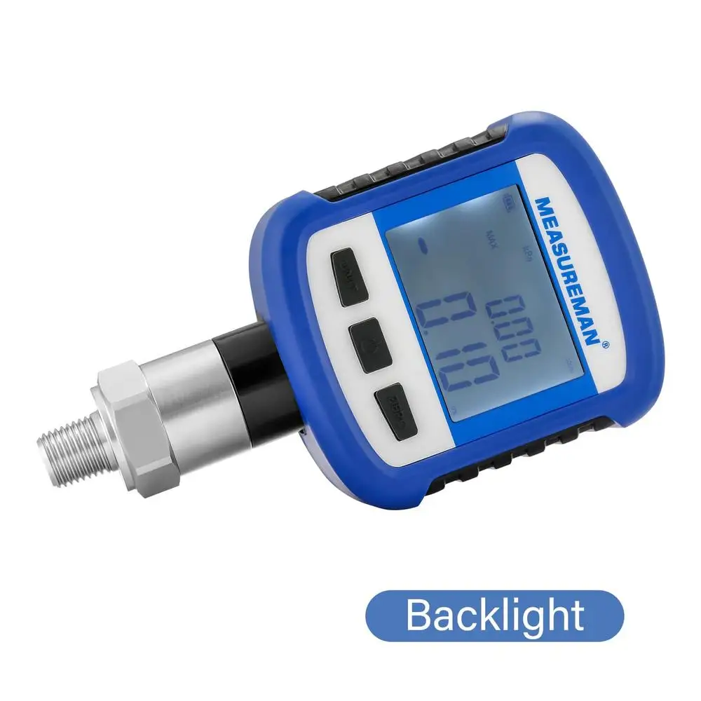 مقياس الضغط الرقمي الذي يعمل بالبطارية بتقنية البلوتوث 1000psi 0.2% FS 1/4 ''NPT اتصال من الفولاذ المقاوم للصدأ صدمة قرص قابلة للتدوير
