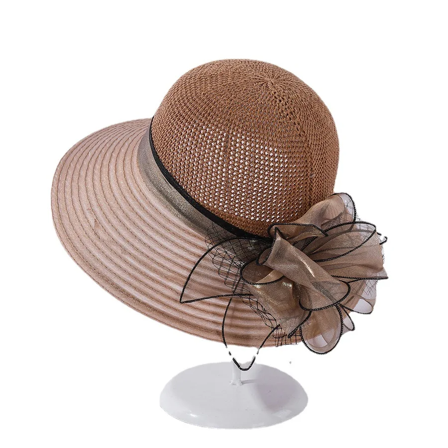 

Hat Female Organza Large Edge Splicing Sun Cap Flower Fashion Sun Hat Vacation Beach Hats Free Shipping Caps For Women Beach