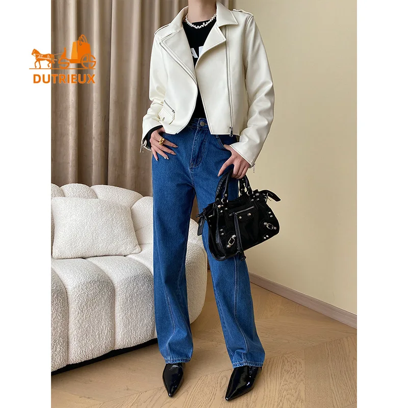 

Новинка 202, весенне-осенняя женская модная короткая куртка из натуральной кожи, 100% натуральная овчина, простое повседневное пальто для женщин