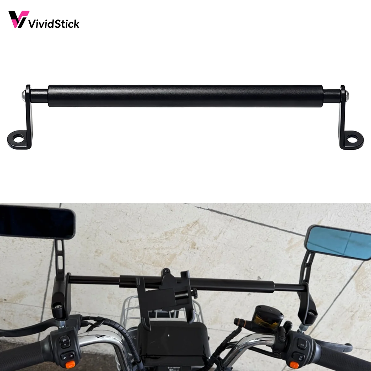 1pc Length Adjustable Extender Bar for Motorcycle Scooter ATV Mount Bracket of Phone Holder Spotlight Balance Bar Cross Bar