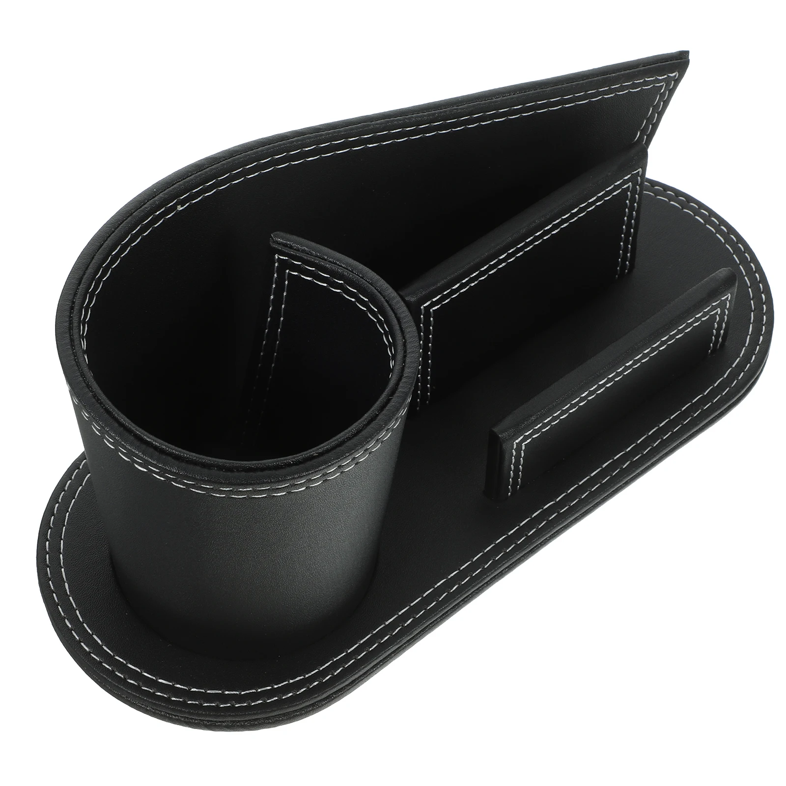 

Pu Pen Holder Container Business Stand Desktop Organizer For Office Black Stylish High-Density Board Tissue