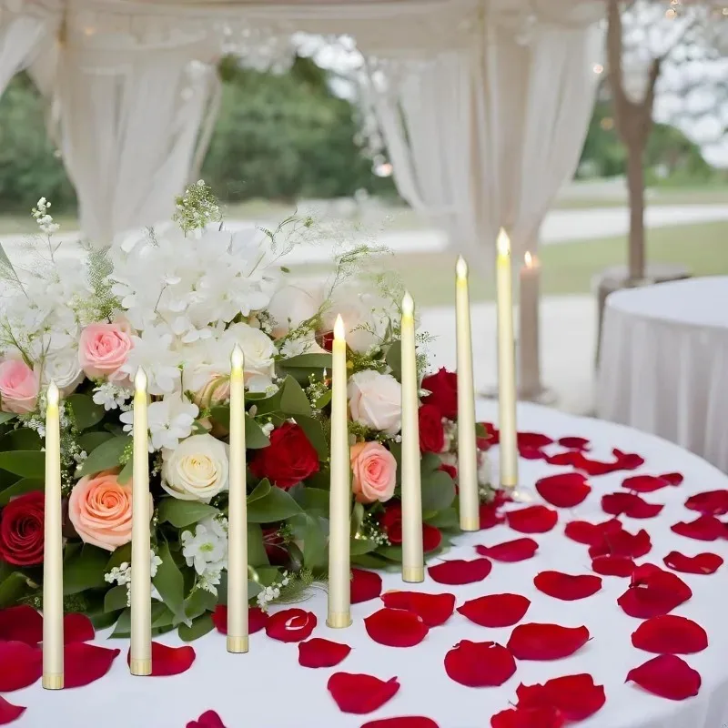 Светодиодные беспламенные остроконечные свечи, 3D конусные свечи с длинным полюсом, электронные чайные свечи на батарейках, декор для свадебной рождественской вечеринки