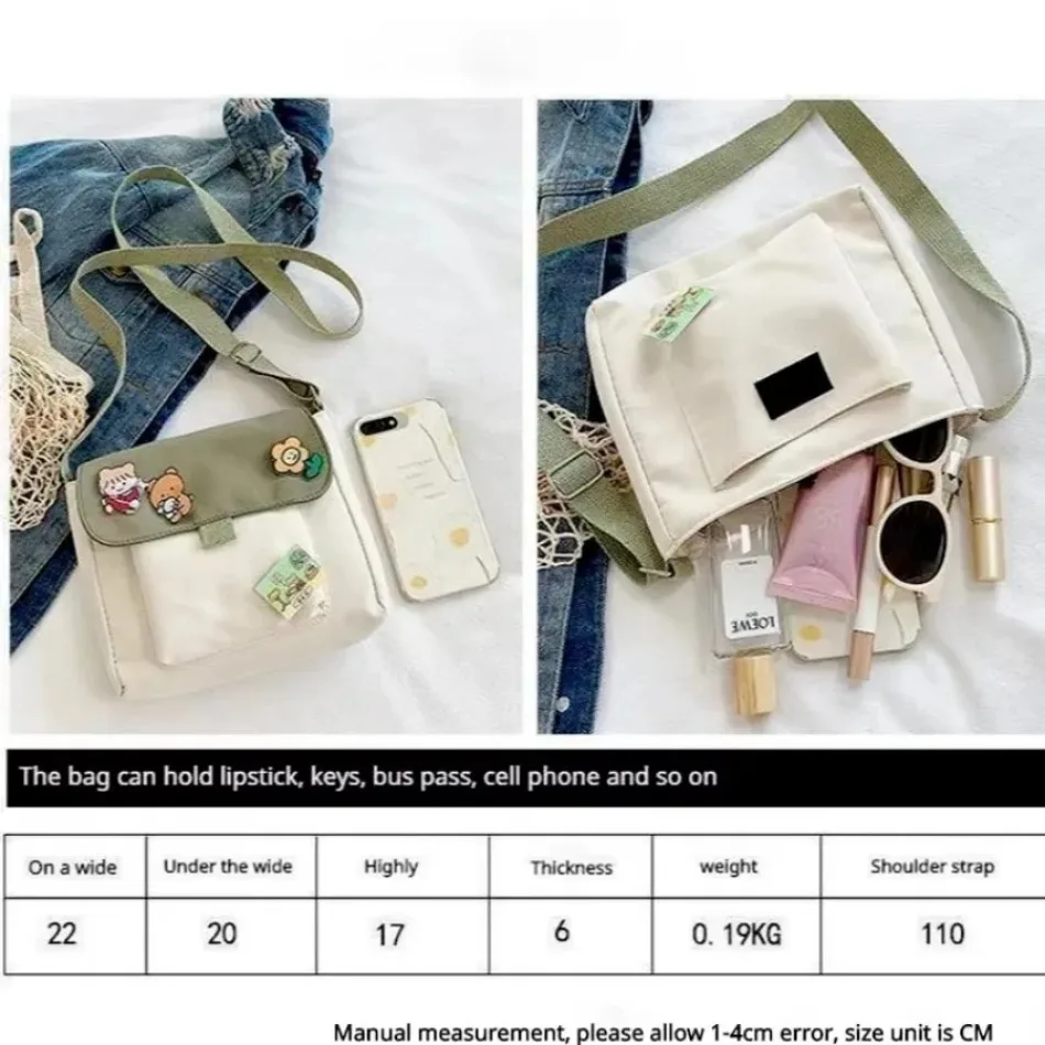 Canvas Small Bag For Women INS Japanese Crossbody Bags Cute Versatile Student Art One Shoulder Mobile Handbags Shoulder Bag
