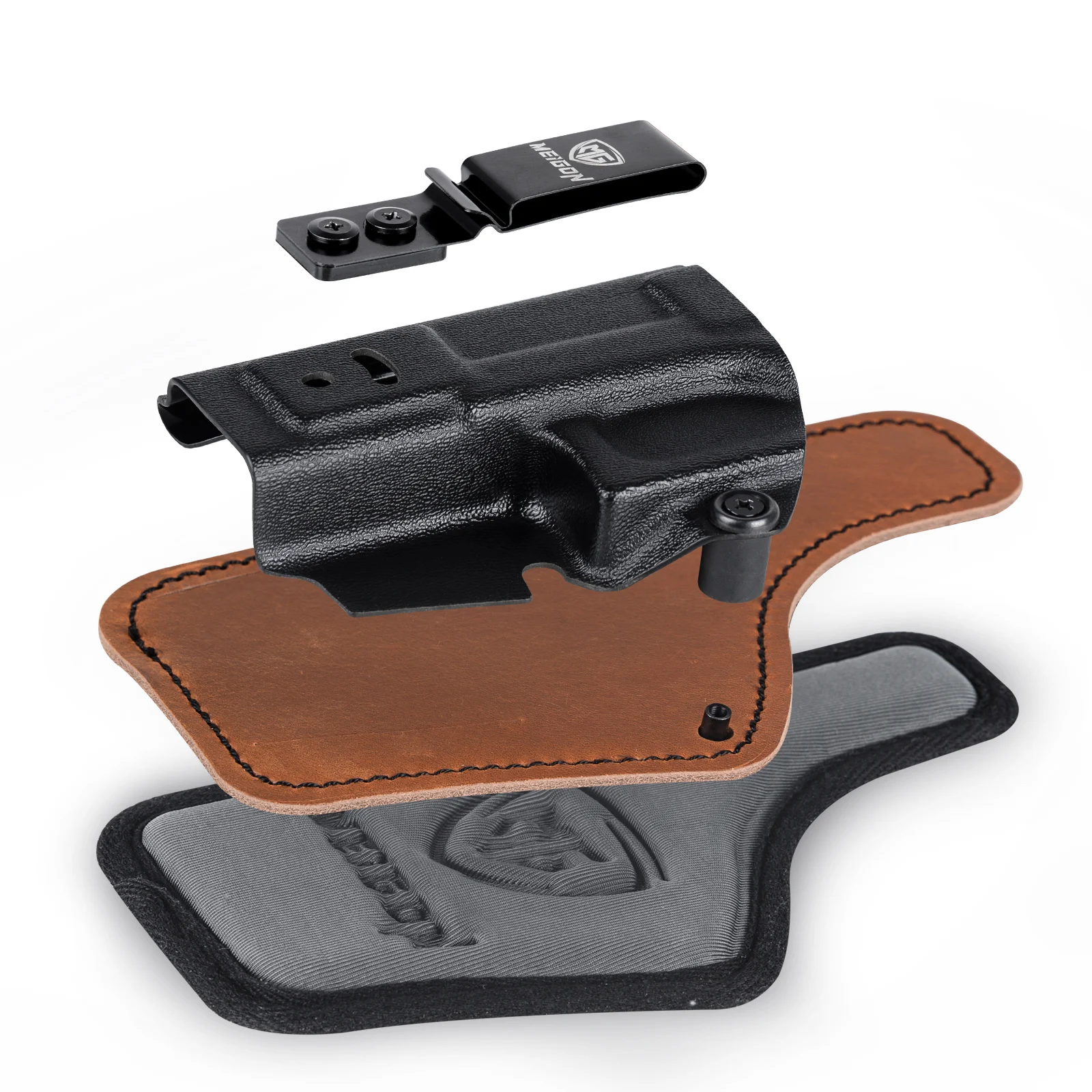 IWB Kydex Leather & Neoprene Padded Hybrid Holster for Glock 19 19x 23 32 44 45 & PSA Dagger Optic Ready Inside Concealed Carry