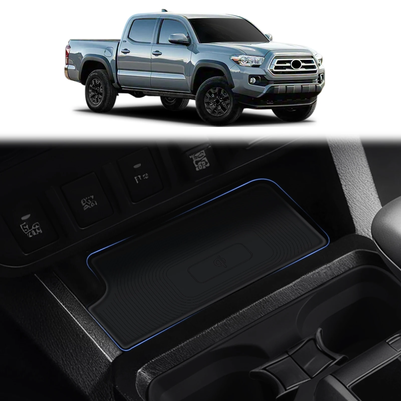 

For Toyota Tacoma 2016 2017 2018 2019 2020 2022 2023 Wireless Charging Dock Silicone Mat Interior Upgrade Accessories