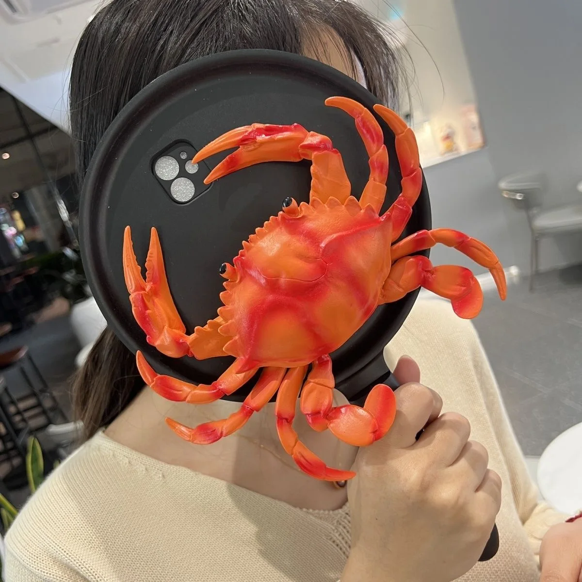 Funny Squeaker 3D Crab Frying Pan Case For iPhone 15 14 13 12 Pro Max 15 Plus 13Mini 11 SE 2020  X XR XS 7 8 Pot Back Phone Case