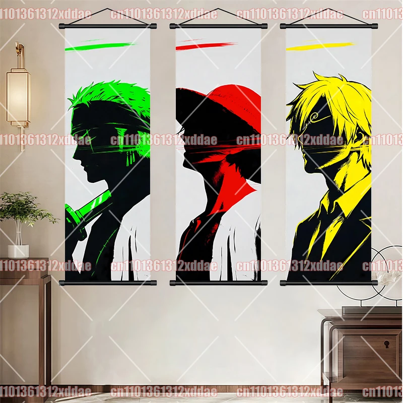 One Piece Scroll Painting HD Poster Luffy Zoro Anime Themed Decorative Painting Fan Party Mural Hanging Painting Children's Gift view 2