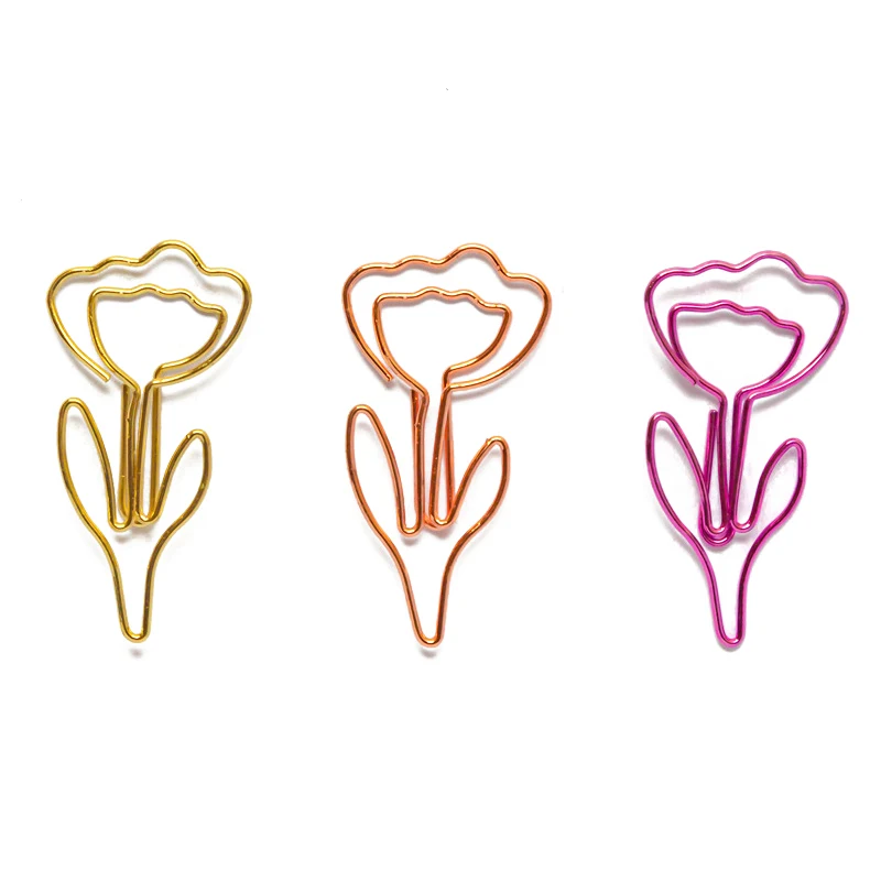 10PCS/Set Colored Flower Shaped Paper Clip Colored Paper Clip Office Stationery Metal Bookmark Holder Stationery Paper Clips