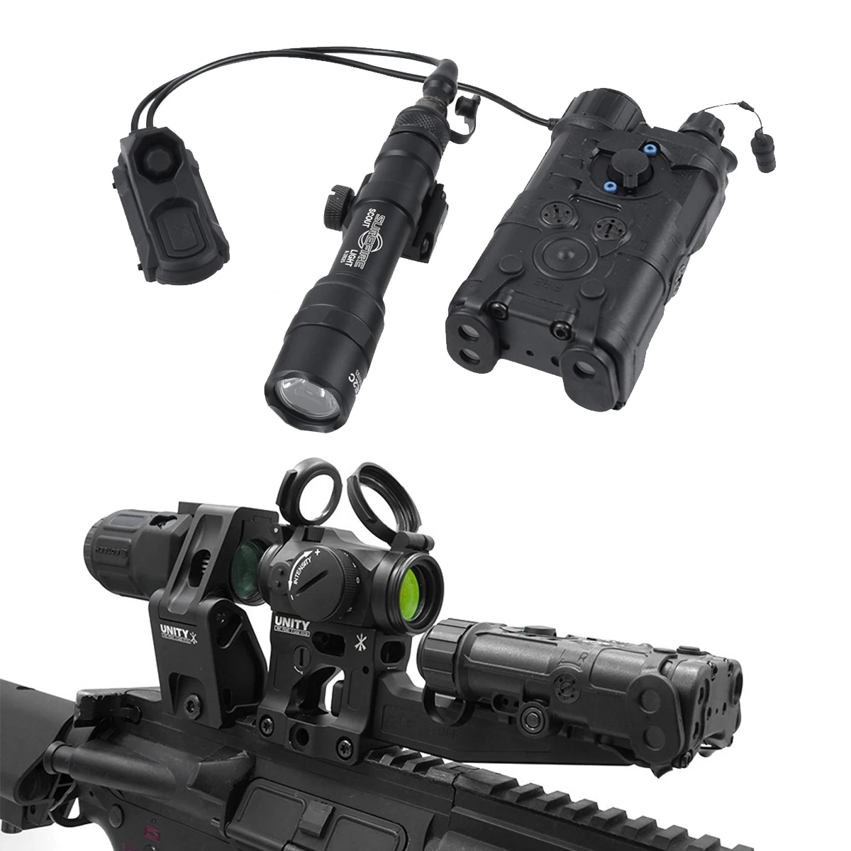 

Tactical NGAL Red Green SureFire M300A M600C Airsoft Weapons Flashlight LED Scout Light UNITY AXON Dual Remote Switch
