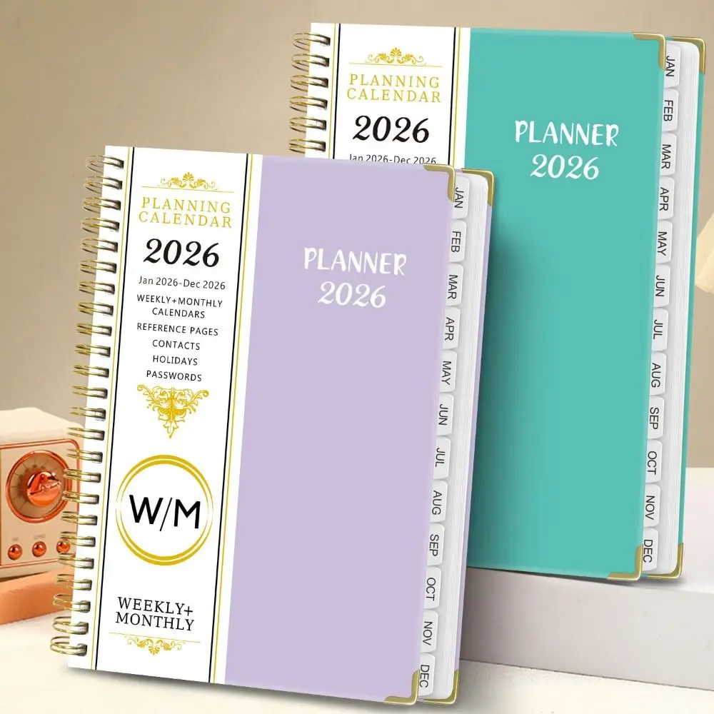 الجدول السنوي 2026 دفتر مخطط دوامة ملزمة A5 حجم مكتب مخطط العمل 365 يوم مذكرات 71 ورقة/142 صفحة