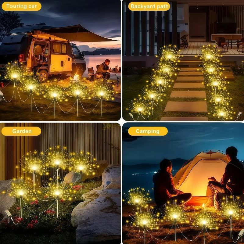 4er/6er-Set Solar-Gartenleuchten für den Außenbereich, intelligente Solar-Feuerwerkslichter für Garten, Terrasse und Feiertagsdekorationen – Detail 2