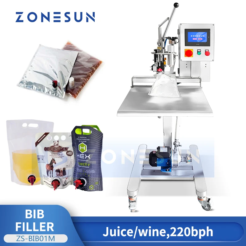 ZONESUN ZS-BIB01M Tap Spout Pouch Filling Machine BIB Filler Beverages Water Bag In Box Packaging Equipment