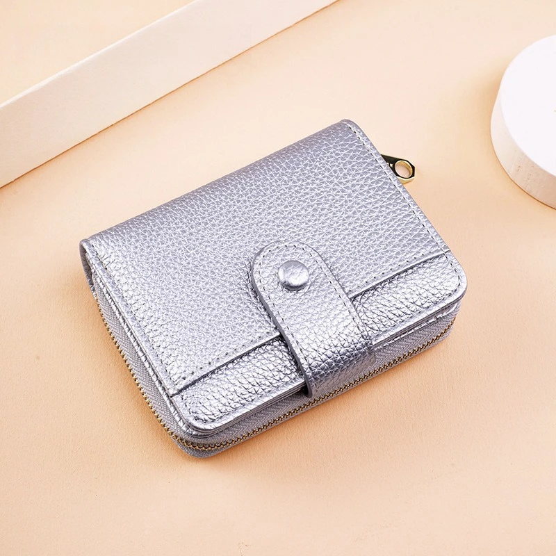 New Zipper Coin Purse Short Wallet Fashion Solid Color Textured Multi Card Slots Cash Holder Daily Portable Clutch Wallet