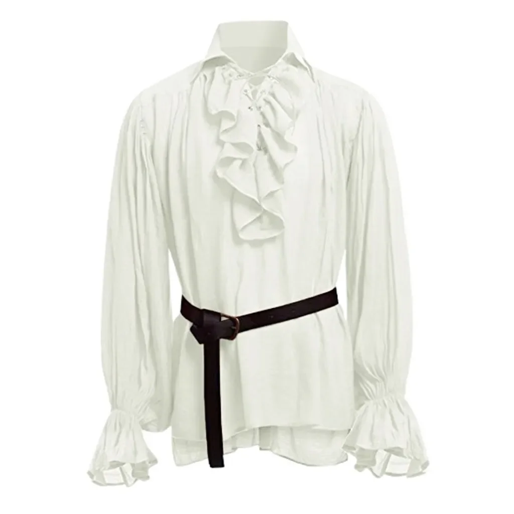 Medieval Viking Halloween Costumes Autumn Casual Shirts Steampunk Cosplay Bandage Long Sleeve Ruffled Shirt Gothic Blouse Tops