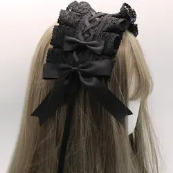 Women Cute Cotton Lace Gothic Lolita Headband Headdress Anime Maid Hair Accessories Cosplay Headwear Headpiece Hair Clips