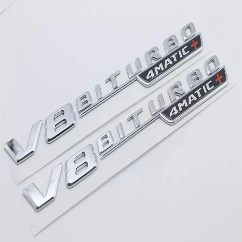 4pcs 3D ABS Chrome Letters Car Trunk Badge Sticker Fender Emblem S63 V8 Biturbo 4matic Logo For Mercedes S63 AMG Kit Accessories