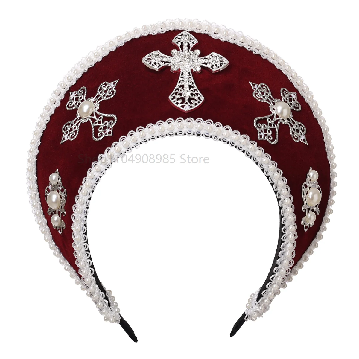 Medieval Women Cross Crown Renaissance Headpiece Royal French Court Hood Cosplay Coronet Headwear 2026 6