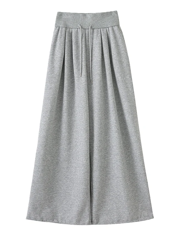 하이웨이스트 와이드 레그 스포츠 팬츠 여성용 봄 가을 루즈핏 캐주얼 스웨트팬츠 바지 한국 스타일 스트레이트 컷