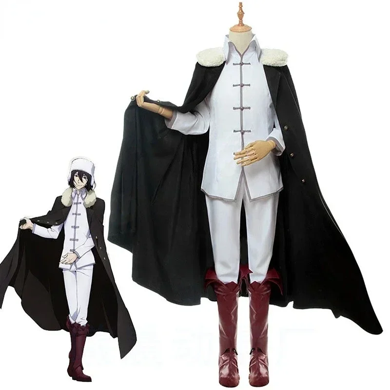 

Anime Bungo Stray Dogs Fyodor Dostoevsky Cosplay Costume Audlt Men Top Pants Cape Cloak Suit Halloween Carnival Party Uniform