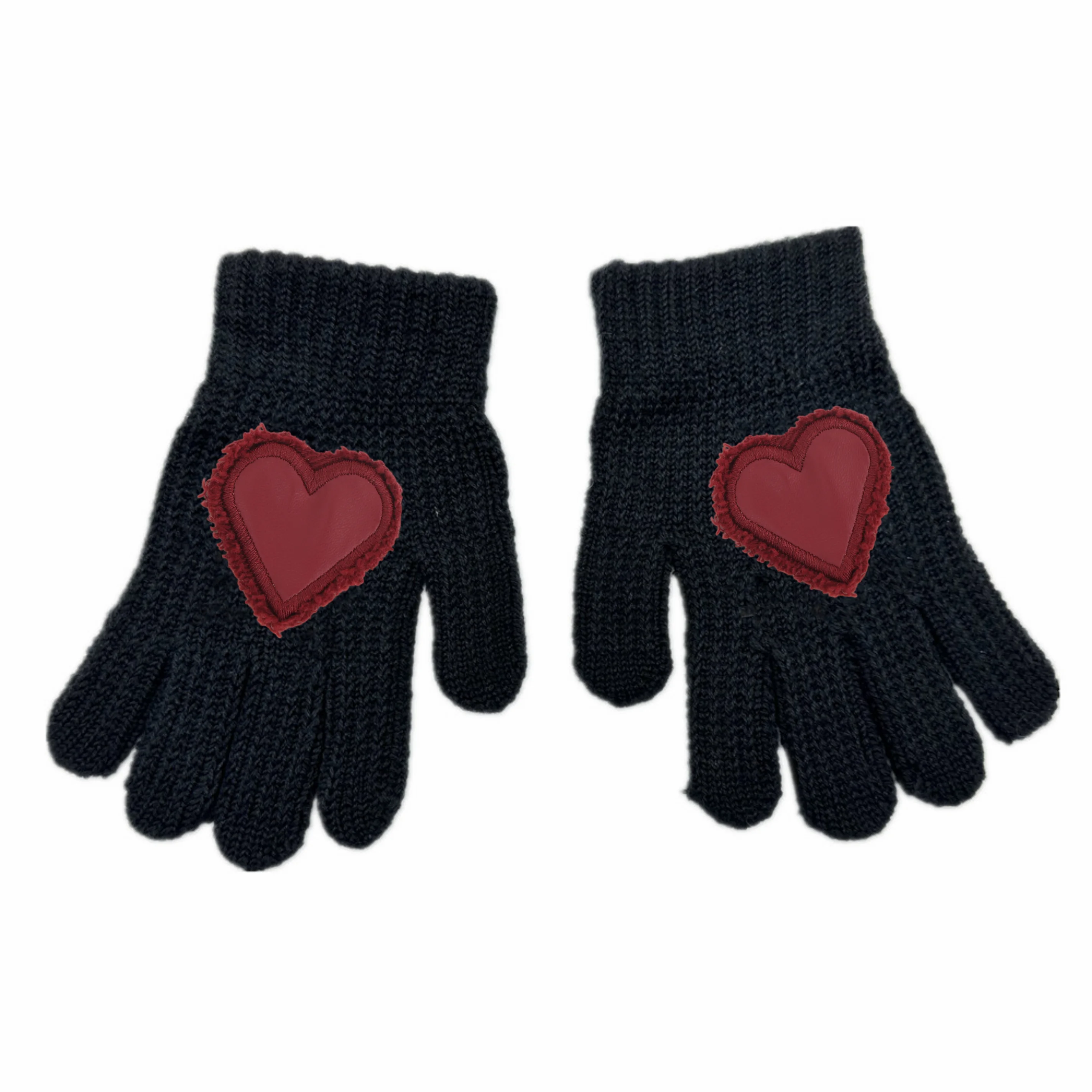 Leather-Heart Knit Beanie