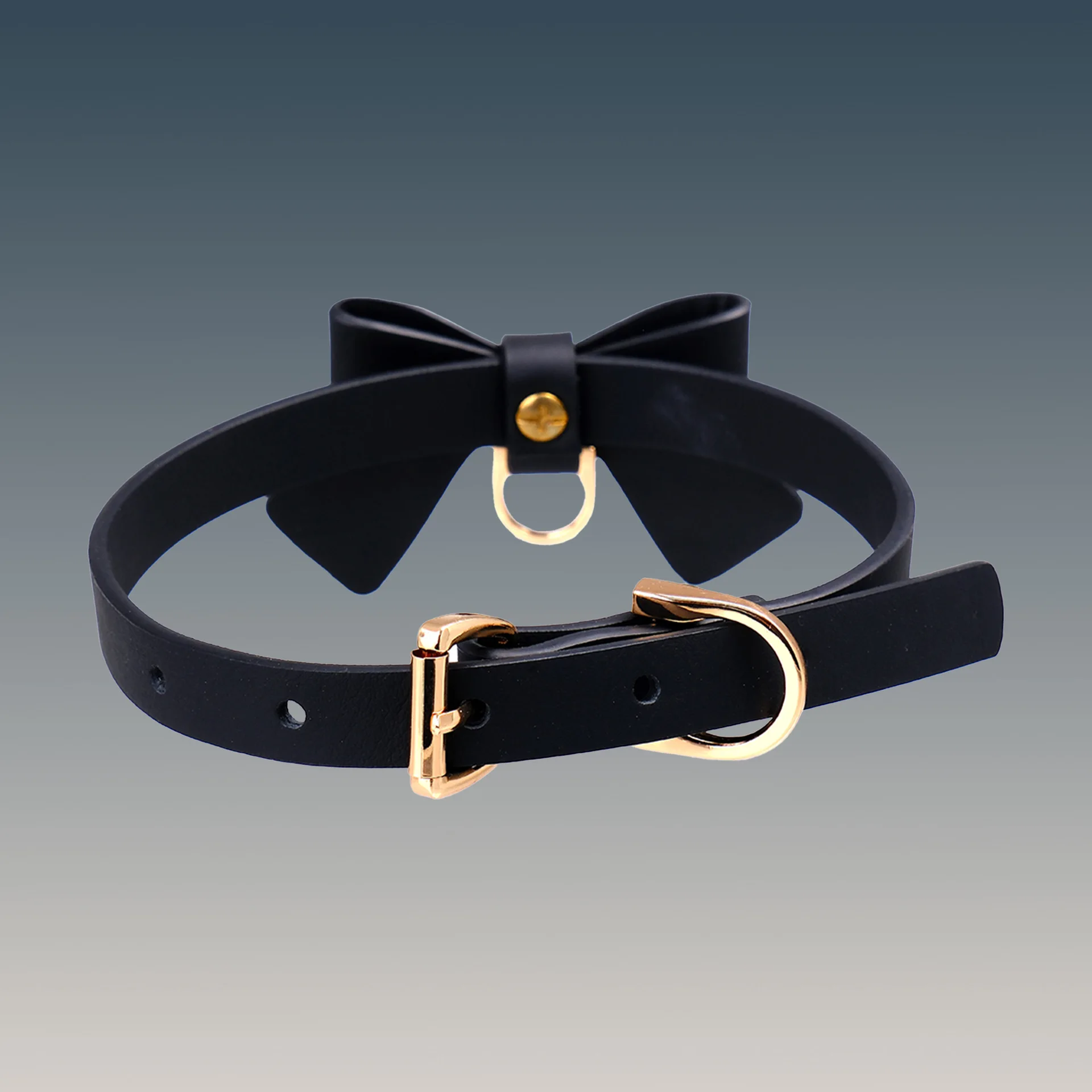 

Genuine Leather Choker for Couples with Black Butterfly Bow Engraved Necklace Leash Unisex Stylish Accessory