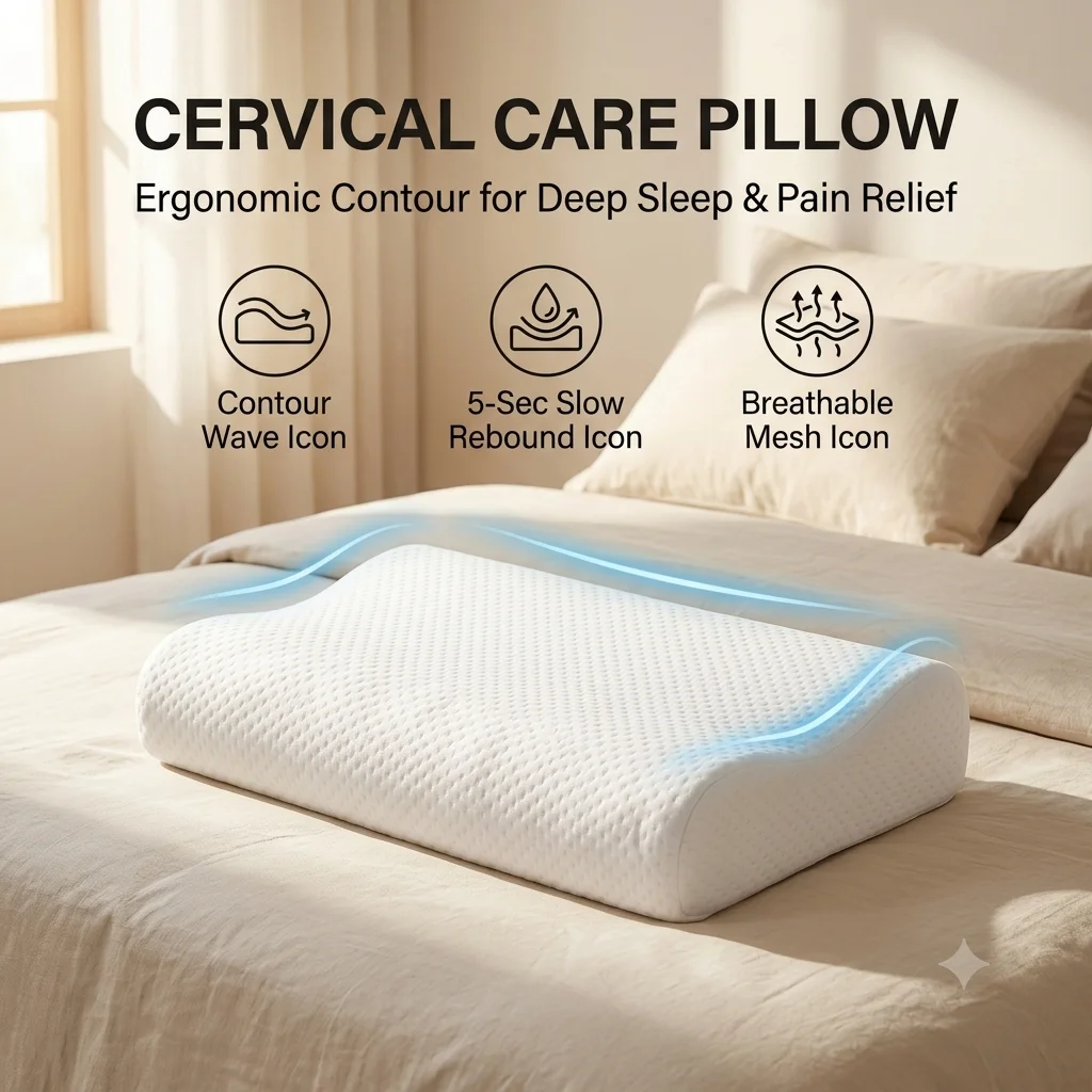 Slow Rebound Neck Protection Memory Foam Pillow Breathable 3D Mesh Contour Bed Pillow Soft Ergonomic Pain Relief Pillow
