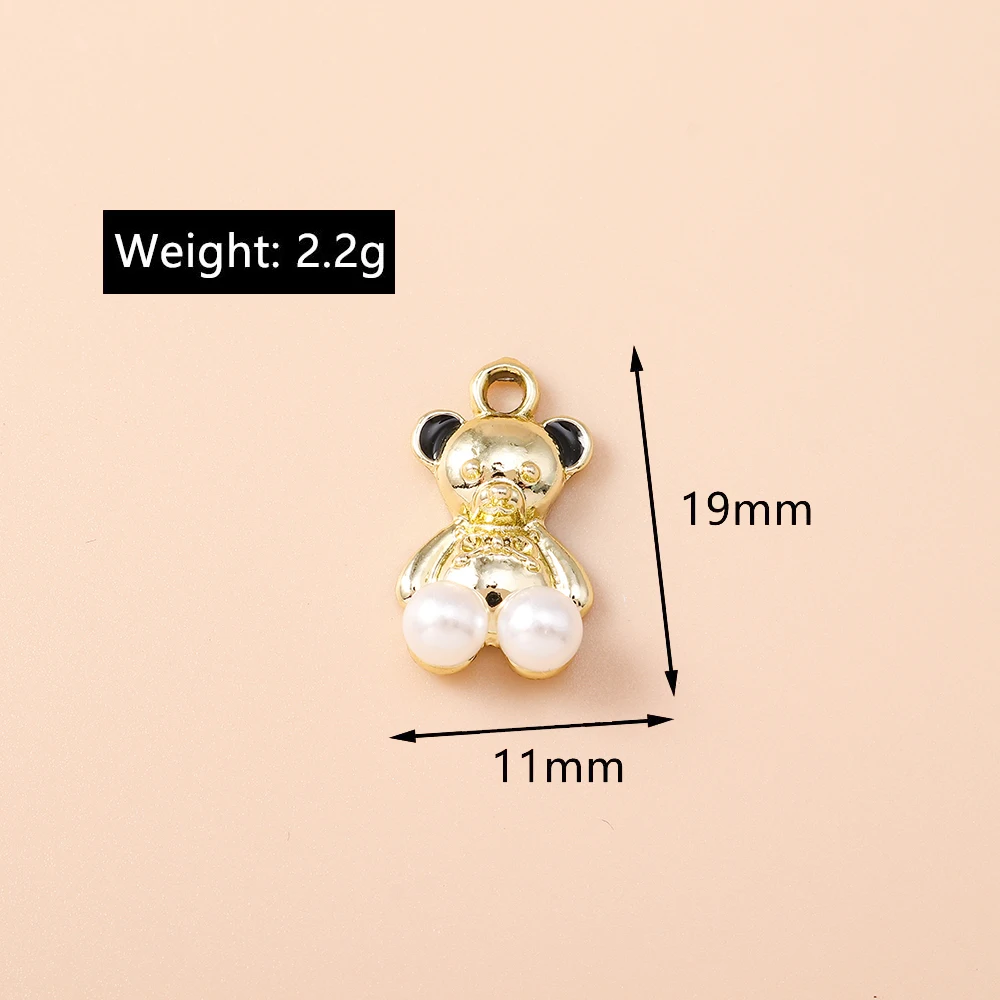 Leslie 10 Stück Exquisite Kristall-CZ-Bären-Anhänger für Schmuckherstellung, DIY-Ohrringe, Halsketten, Zubehör und Materialien – Detail 1