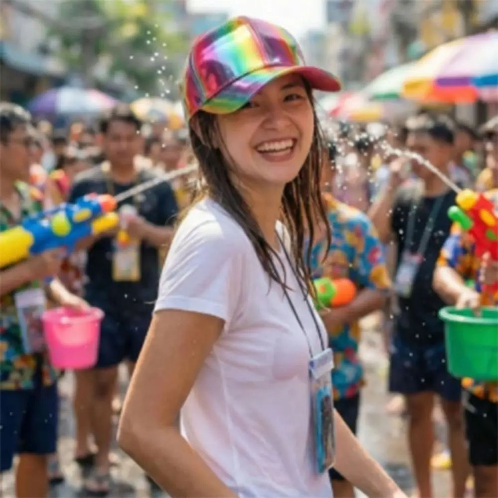

Adjustable Brim Water-Splashing Festival Hats UV Protection Waterproof PU Water-Sprinkling Hats Transparent Sunscreen
