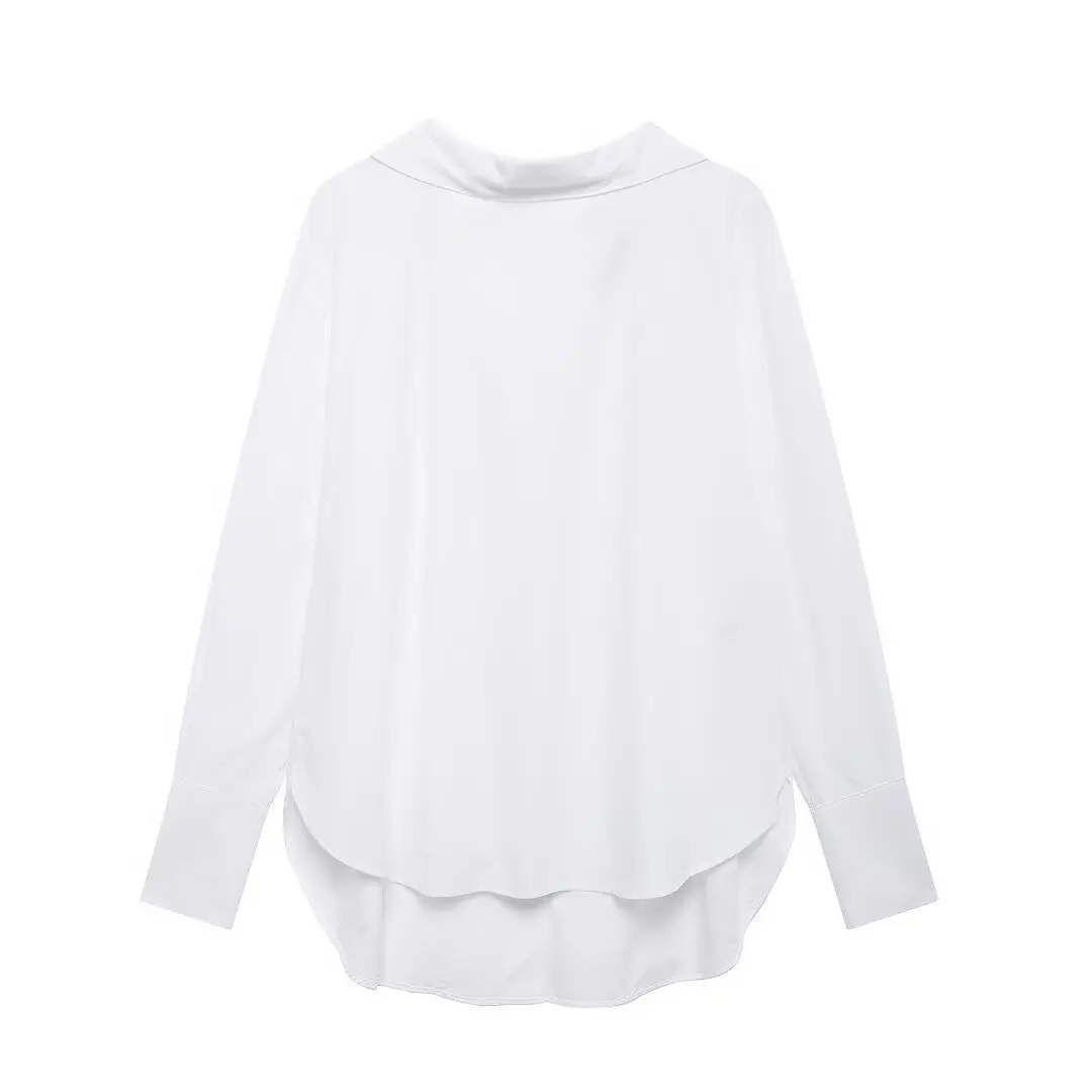 

2024 Autum New Casual Fashion European And American Style Women's Street Style Loose and Versatile Button-Up Poplin Shirt