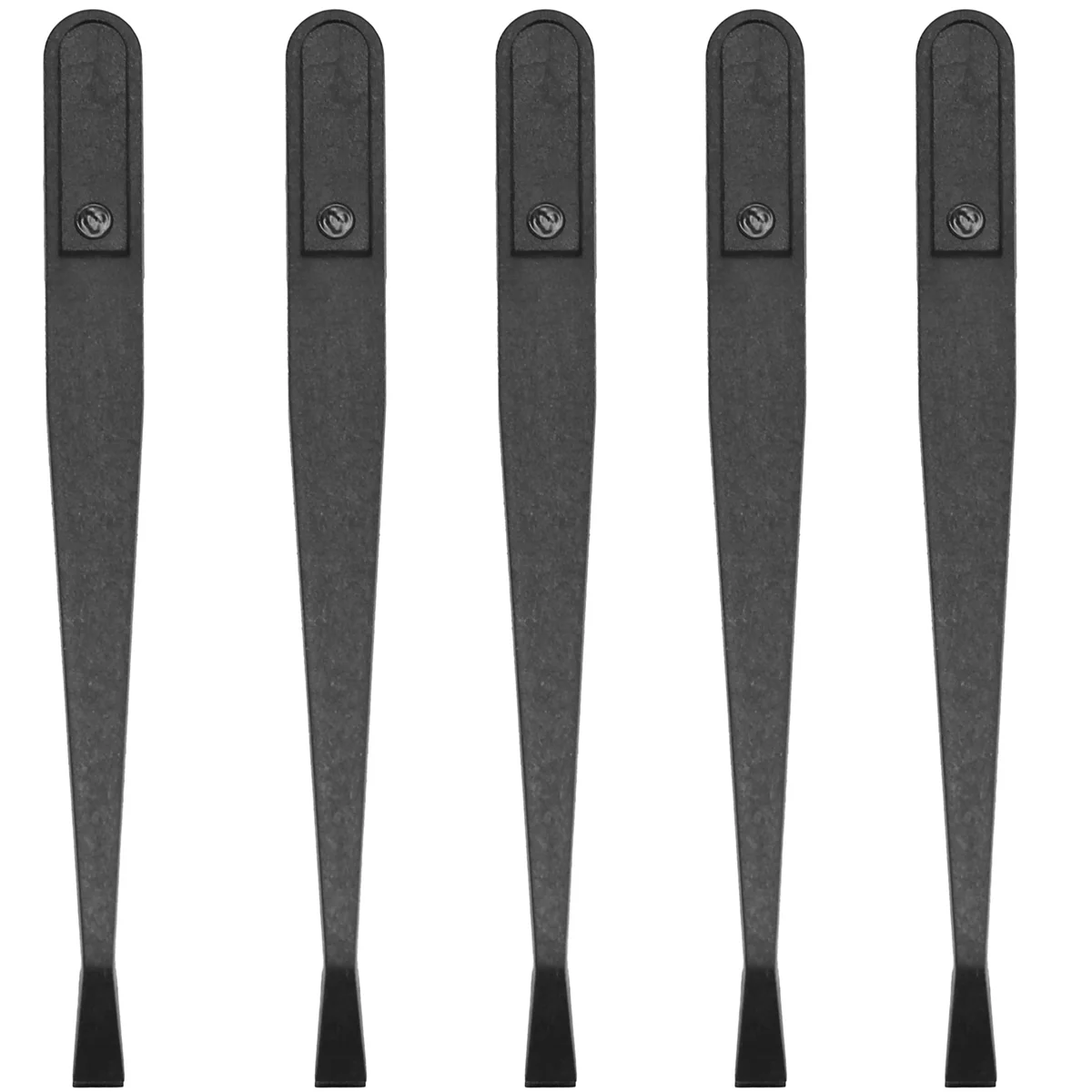 5 Pcs Manual Tool Black Plastic Flat Tip Anti-Static Tweezer 12Cm Long