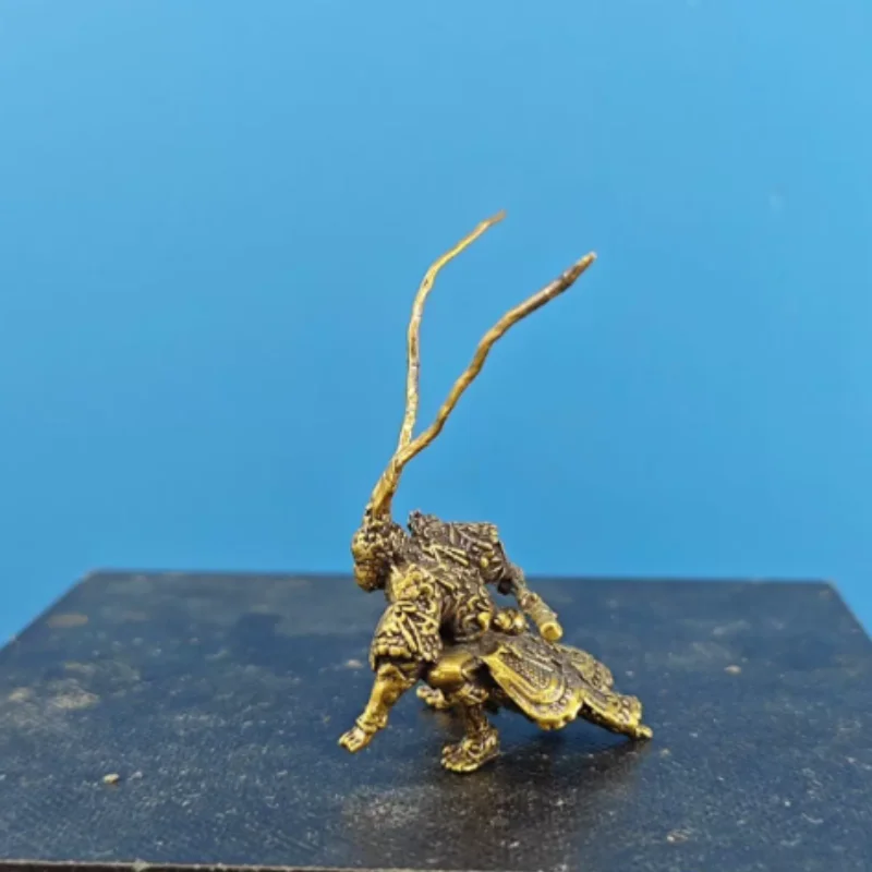 Vintage Brass Mini Sun Wukong Figurine - The Great Sage Equal to Heaven Sculpture, Home Desktop Landscape Decor & Collectible