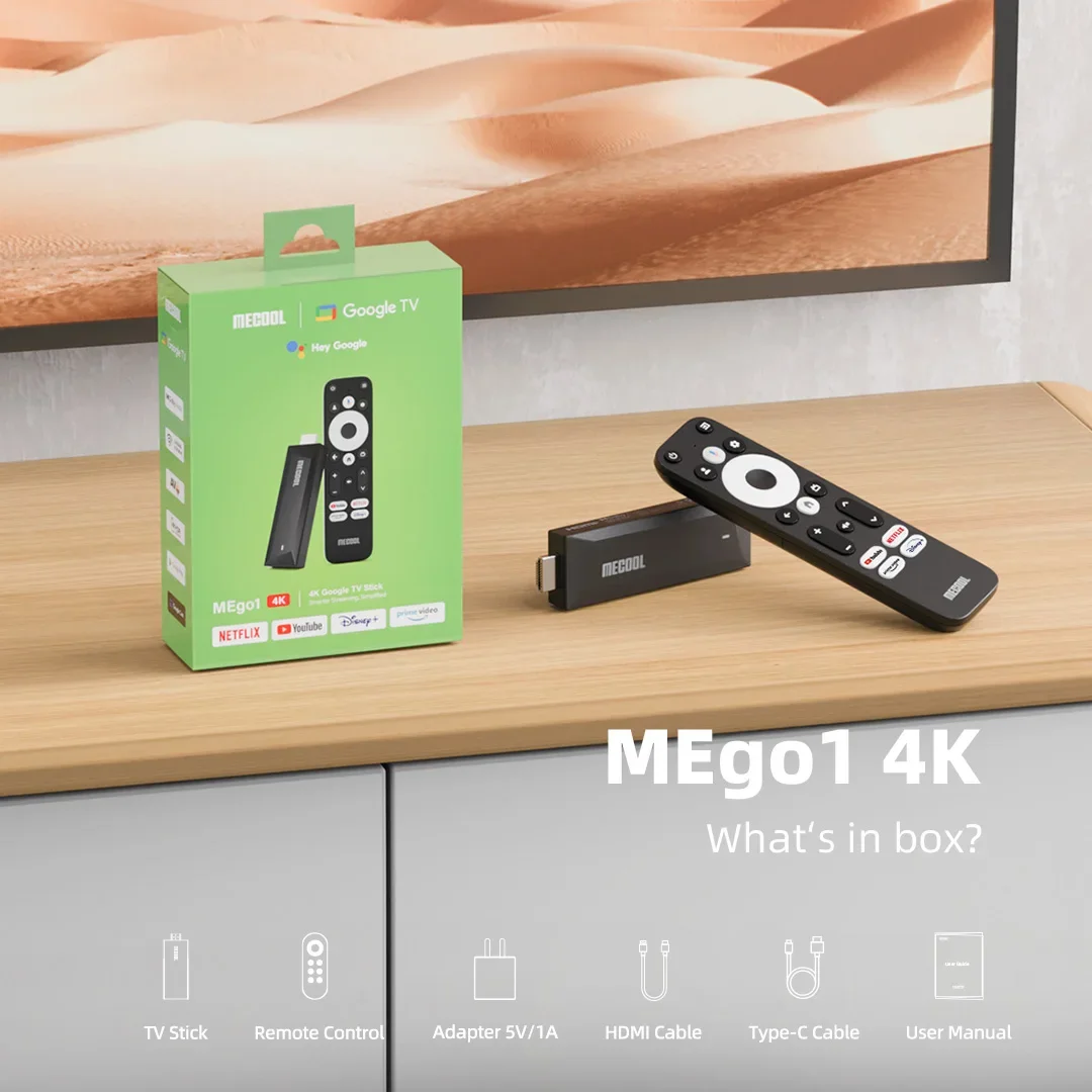MECOOL MEgo 1 TV Stick Reltek Четырехъядерный процессор 8 ГБ Google Android TV Sticks 4K Dolby Netflix TV Box 2025 Высококачественные консоли
