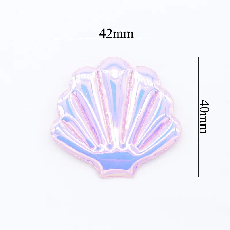 12Pcs 42*40mm Glitter PU Shell Padded Appliques for DIY Crafts Cake Topper & Baby Headwear BB Clip Accessories Decor Patches