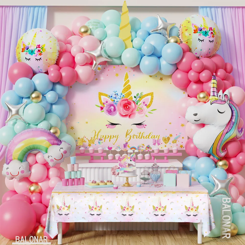 

1 Set Unicorn Theme Balloon Arch Garland Kit Rainbow Cloud Foil Balloons Birthday Wedding Party Decorations Baby Shower Supplies