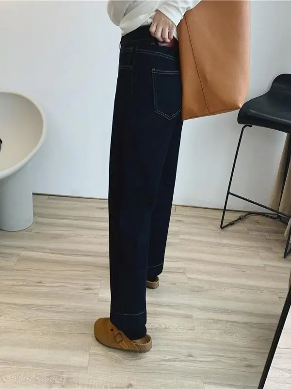 

Ретро джинсы с высокой талией, облегающие, прямого кроя, зимние, новые, на флисовой подкладке, утолщенные, эластичные, с четырехсторонним стрейчем