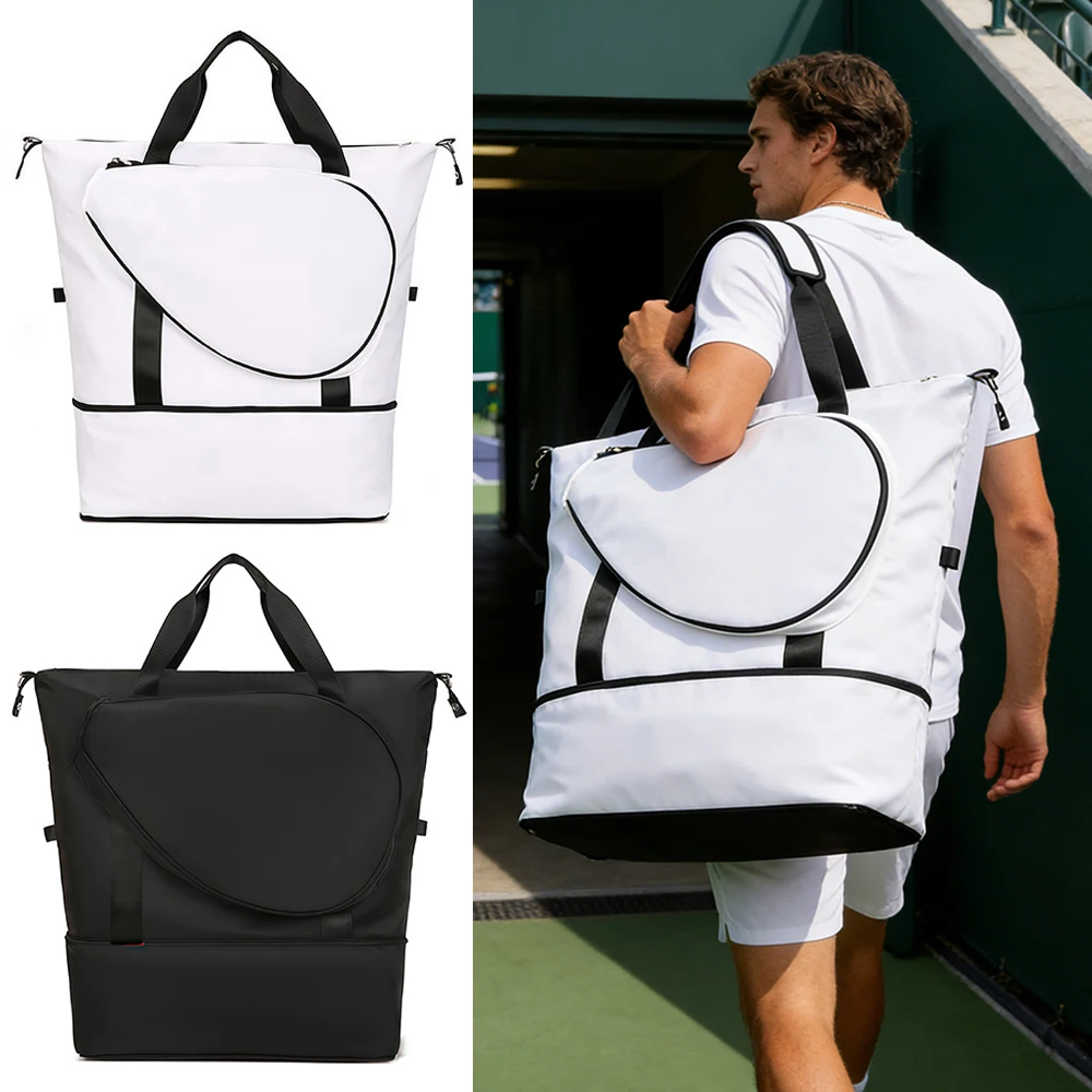 

Tennis Badminton Gym Bag for Women, Holds 2 Rackets with Shoe Compartment & Wet Pocket, Sports Duffle Overnight Weekend Bag