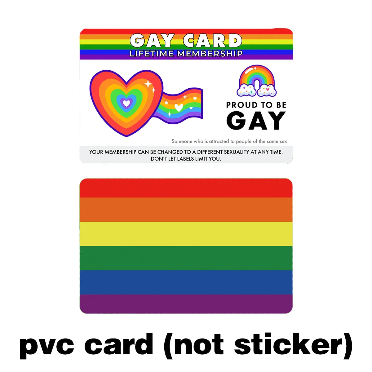 1 قطعة بطاقة عضوية LGBTQ + Pride مدى الحياة - بطاقة عضوية على طراز بطاقة هوية المثليين PVC غير لاصقة، LGBTQ + فردية وحليف souv