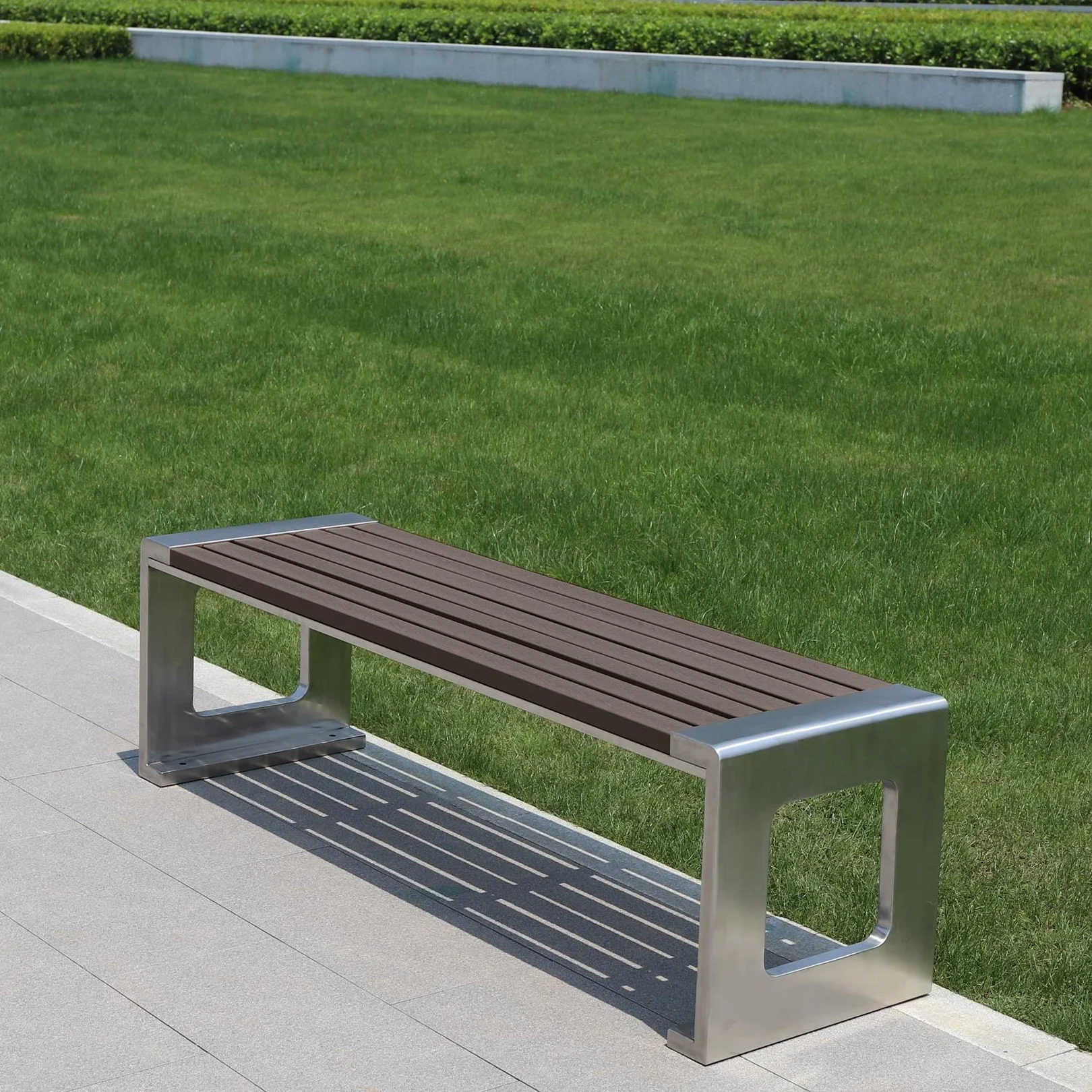 Asiento de parque de acero inoxidable Simple, bancos de Patio, silla de Metal para exteriores, jardín de madera, Banco de ocio sentado, muebles de exterior